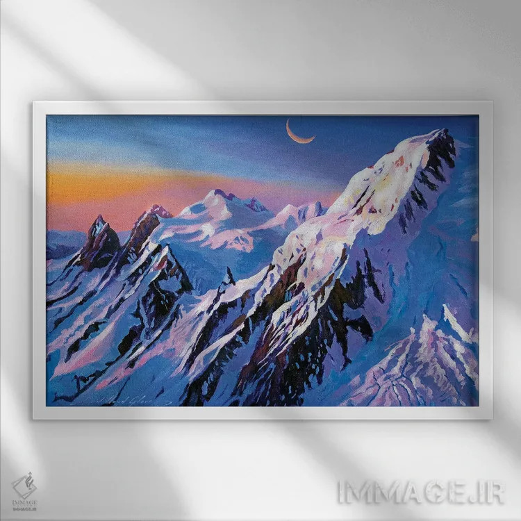تابلو ماه کوهستانی اثر دیوید لوید گلوور - نمای قابدار سفید