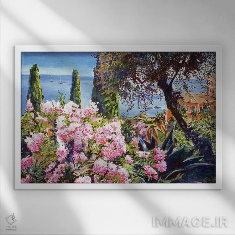 تابلو باغهای مدیترانهای اثر دیوید لوید گلوور - نمای قابدار سفید