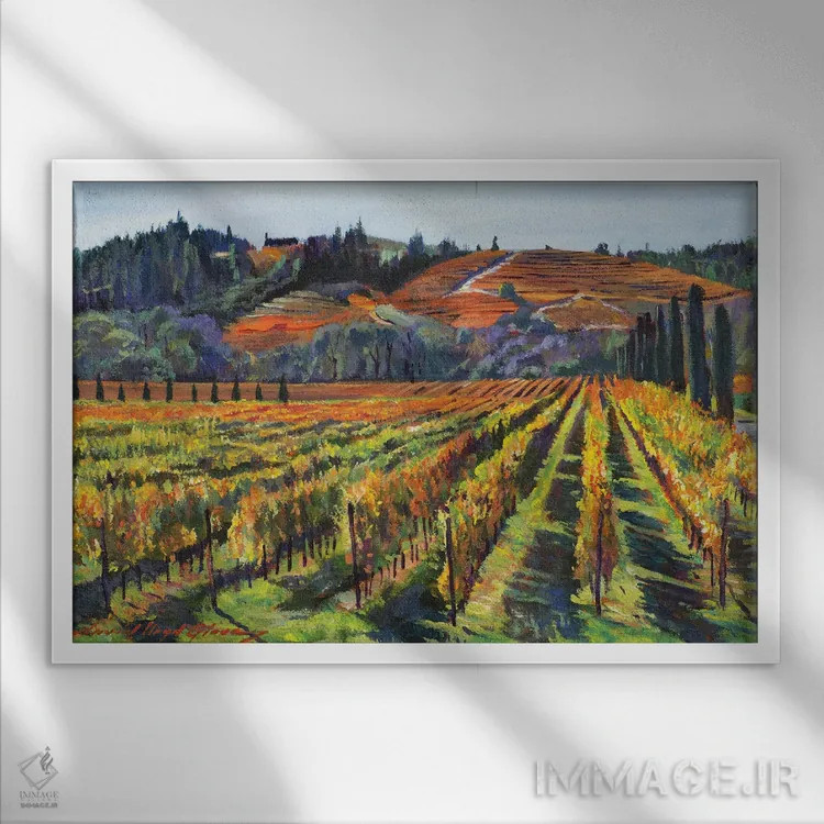 تابلو برداشت کبرنه ناپا (انگور شرابی) اثر دیوید لوید گلوور - نمای قابدار سفید