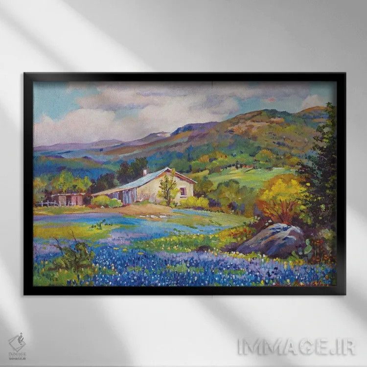تابلو مزرعه قدیمی تگزاس اثر دیوید لوید گلوور - نمای قابدار مشکی