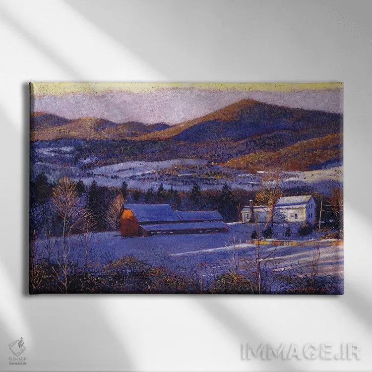 تابلو آبی زمستانی اوهایو اثر دیوید لوید گلوور - نمای روبهرو روی دیوار
