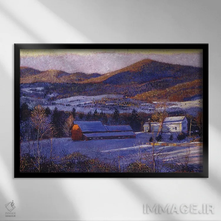 تابلو آبی زمستانی اوهایو اثر دیوید لوید گلوور - نمای قابدار مشکی