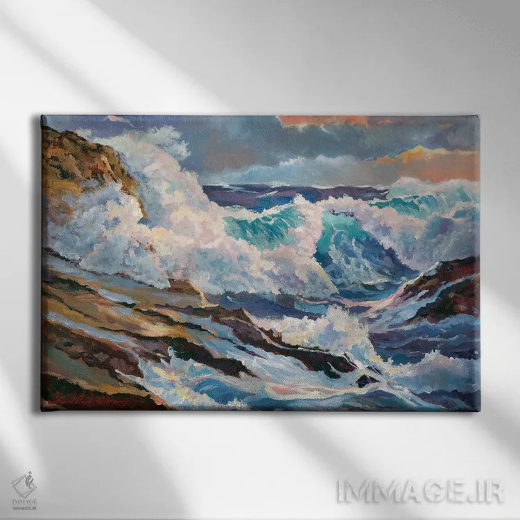 تابلو طوفان اقیانوس آرام اثر دیوید لوید گلوور - نمای روبهرو روی دیوار