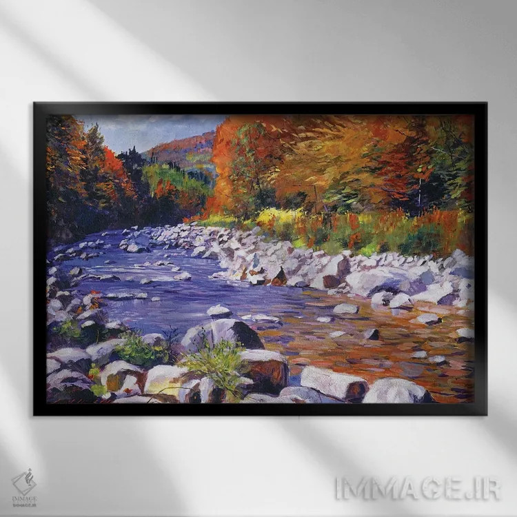 تابلو جریان رودخانهٔ اکتبر اثر دیوید لوید گلوور - نمای قابدار مشکی