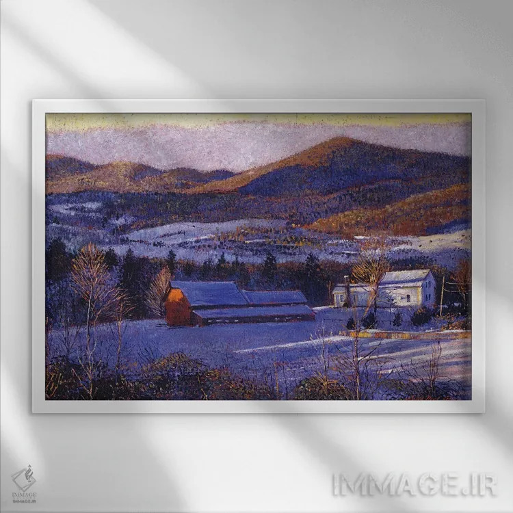 تابلو آبی زمستانی اوهایو اثر دیوید لوید گلوور - نمای قابدار سفید