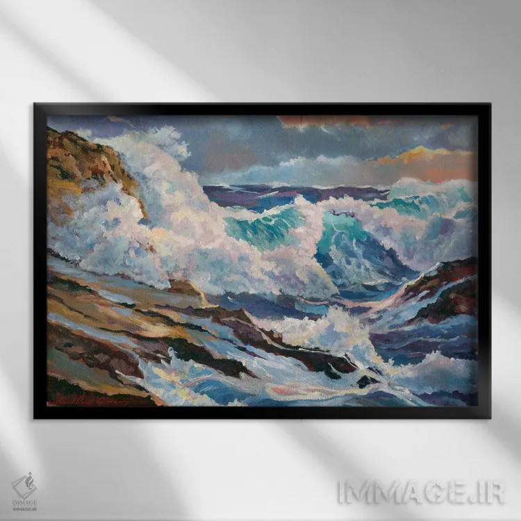 تابلو طوفان اقیانوس آرام اثر دیوید لوید گلوور - نمای قابدار مشکی