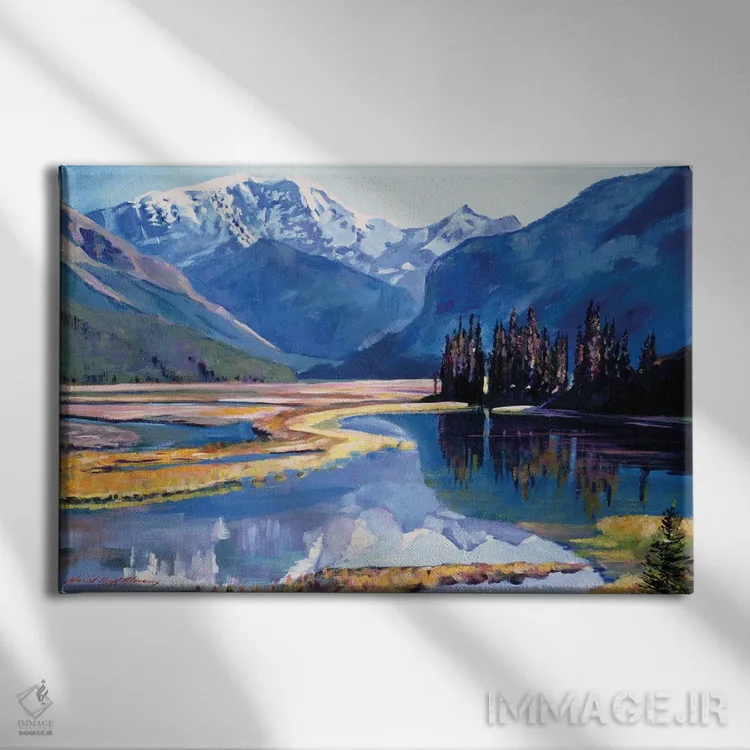 تابلو دره رودخانهٔ آرام اثر دیوید لوید گلوور - نمای روبهرو روی دیوار