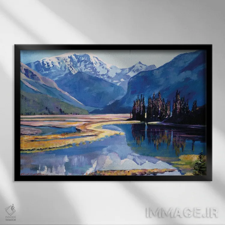 تابلو دره رودخانهٔ آرام اثر دیوید لوید گلوور - نمای قابدار مشکی