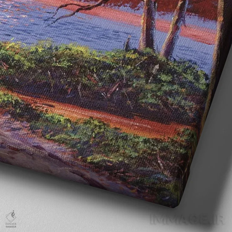 تابلو مسیر به سوی دریاچهٔ درخشان اثر دیوید لوید گلوور - نمای نزدیک بافت بوم