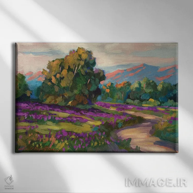 تابلو تپههای بنفش کالیفرنیا اثر دیوید لوید گلوور - نمای روبهرو روی دیوار