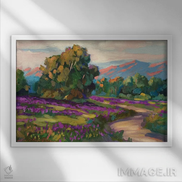 تابلو تپههای بنفش کالیفرنیا اثر دیوید لوید گلوور - نمای قابدار سفید