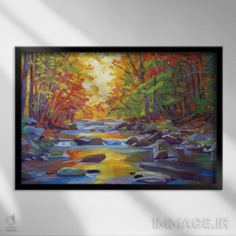 تابلو جویبار آرام اثر دیوید لوید گلوور - نمای قابدار مشکی