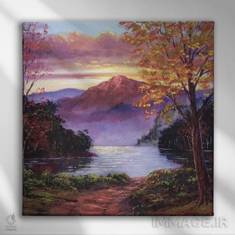 تابلو جاده به ساحل دریاچه اثر دیوید لوید گلوور - نمای روبهرو روی دیوار