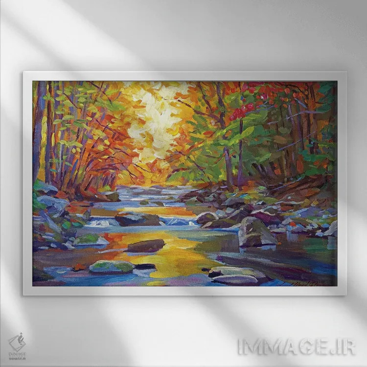 تابلو جویبار آرام اثر دیوید لوید گلوور - نمای قابدار سفید