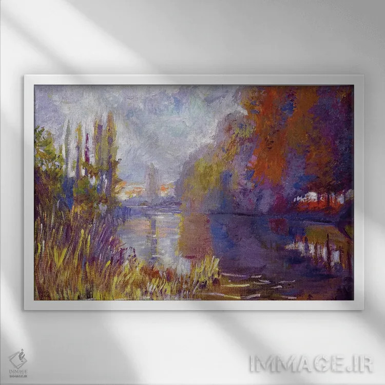 تابلو درختان کنار رودخانه اثر دیوید لوید گلوور - نمای قابدار سفید