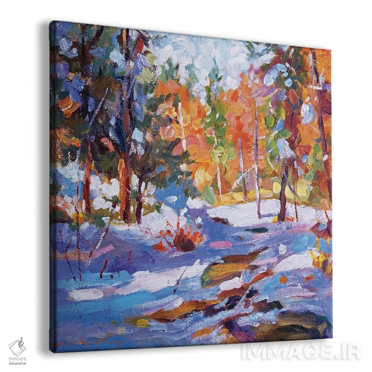 تابلو برف بر جویبار (نقاشی فضای باز) اثر دیوید لوید گلوور - نمای پرسپکتیو محصول