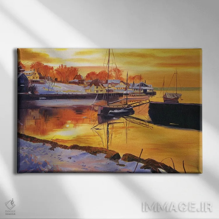 تابلو بندرگاه برفی اثر دیوید لوید گلوور - نمای روبهرو روی دیوار