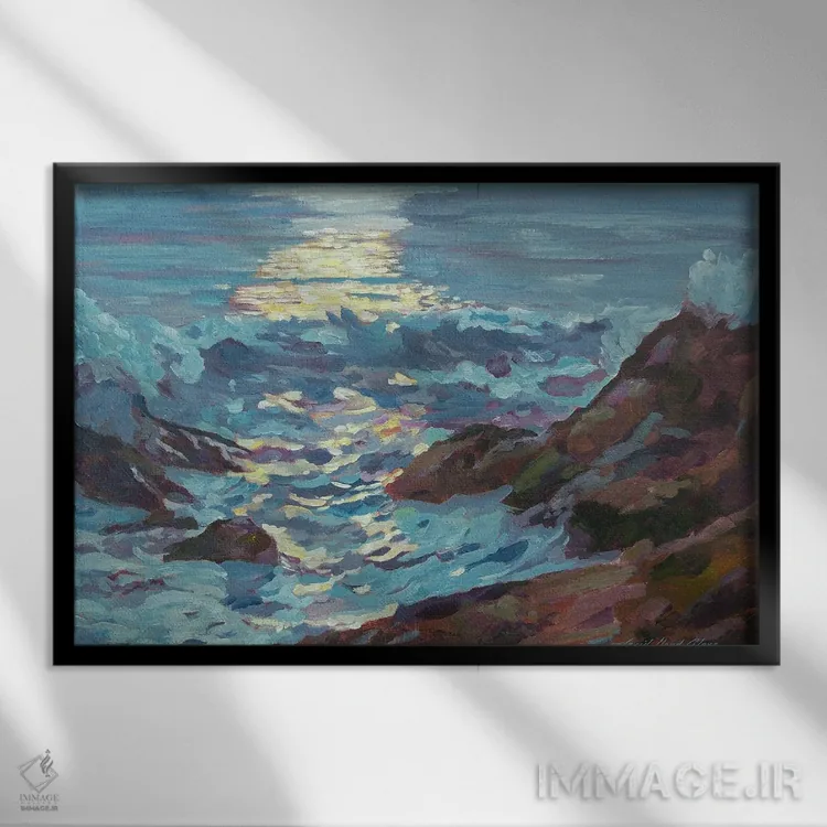 تابلو مهتاب نقرهای اثر دیوید لوید گلوور - نمای قابدار مشکی