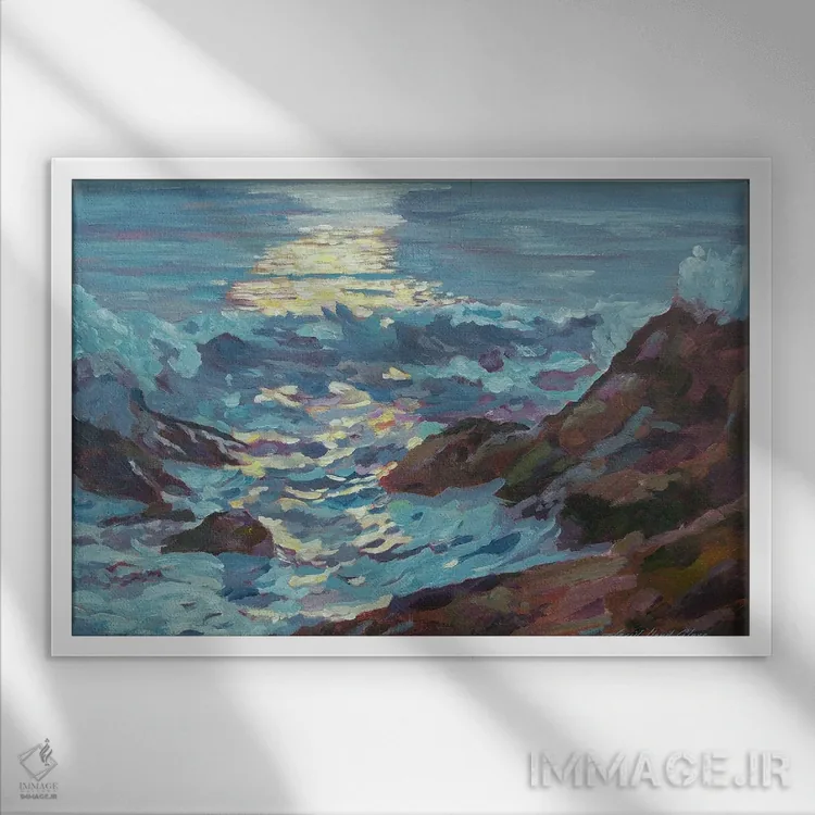 تابلو مهتاب نقرهای اثر دیوید لوید گلوور - نمای قابدار سفید