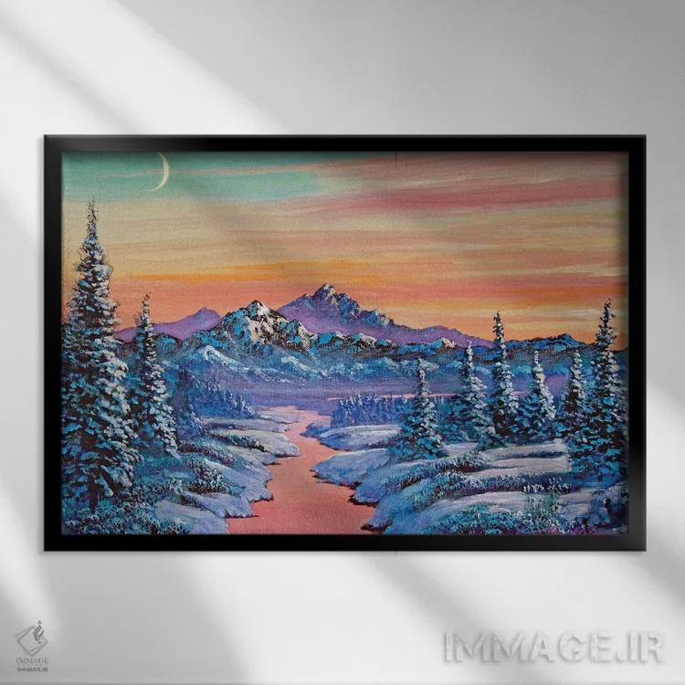 تابلو رودخانه برفی اثر دیوید لوید گلوور - نمای قابدار مشکی