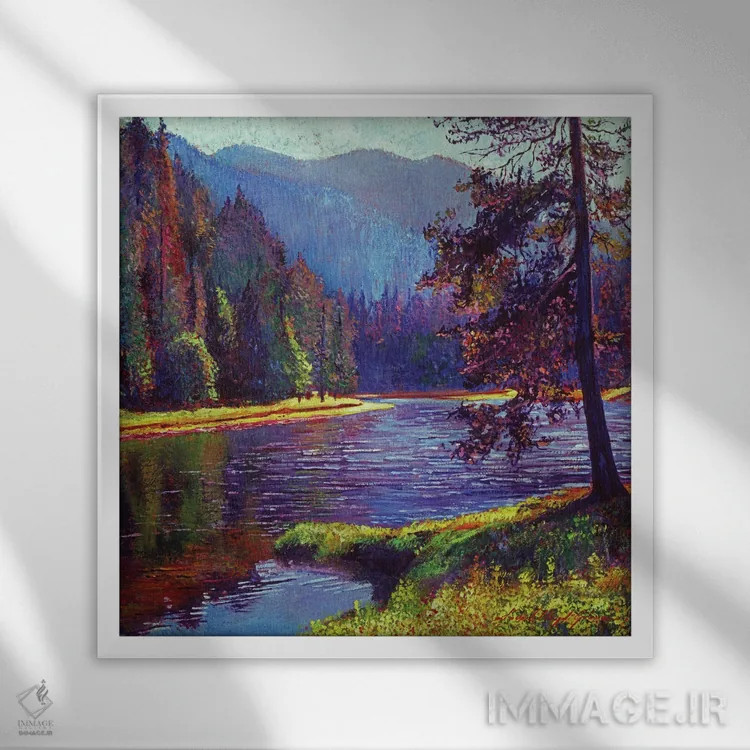 تابلو درخت کاج تنها اثر دیوید لوید گلوور - نمای قابدار سفید