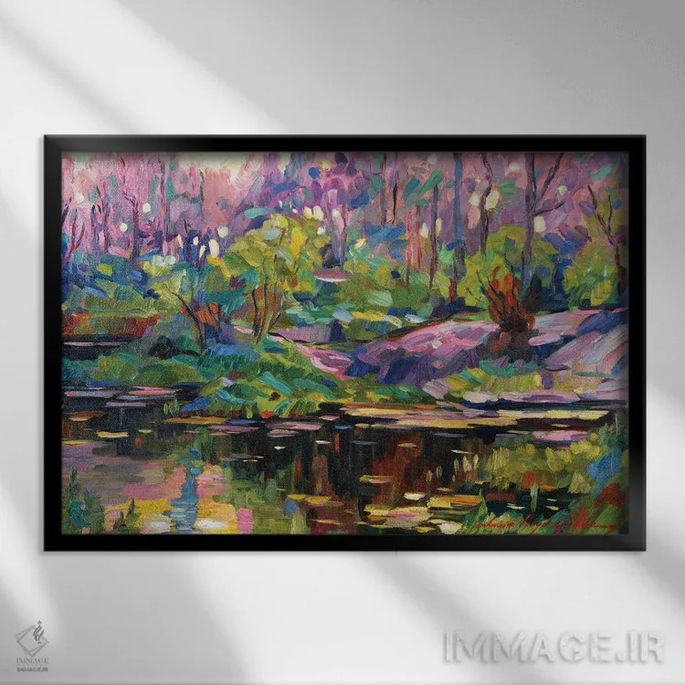 تابلو نور نرم غروب اثر دیوید لوید گلوور - نمای قابدار مشکی
