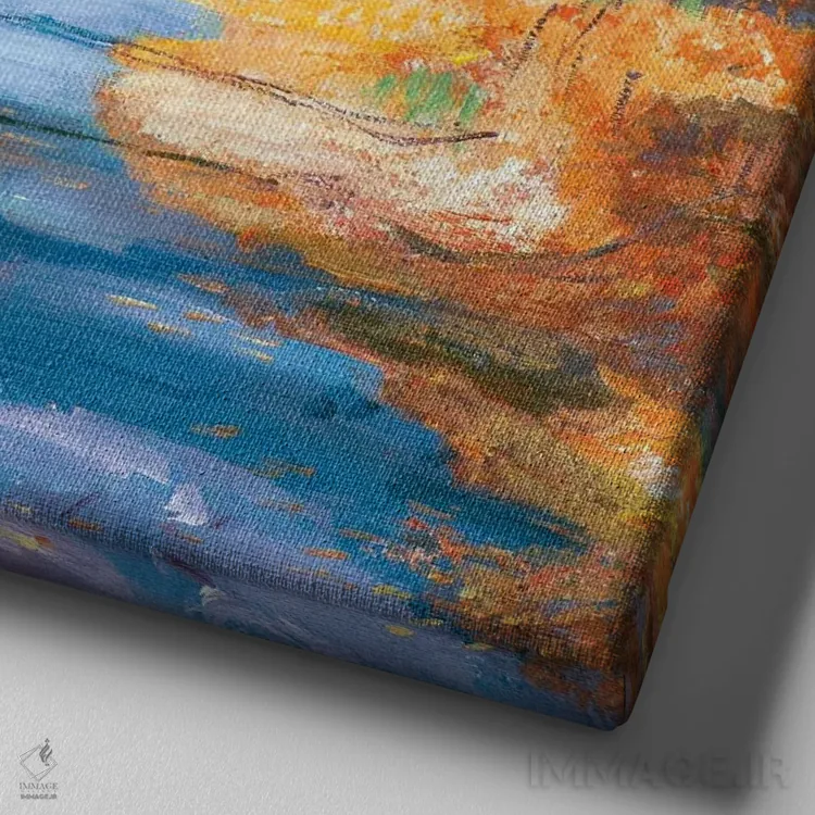 تابلو نیمکت پارک در پاییز اثر دیوید لوید گلوور - نمای نزدیک بافت بوم