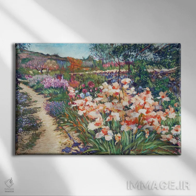 تابلو زنبقهای بهاری پروانس (فرانسه) اثر دیوید لوید گلوور - نمای روبهرو روی دیوار