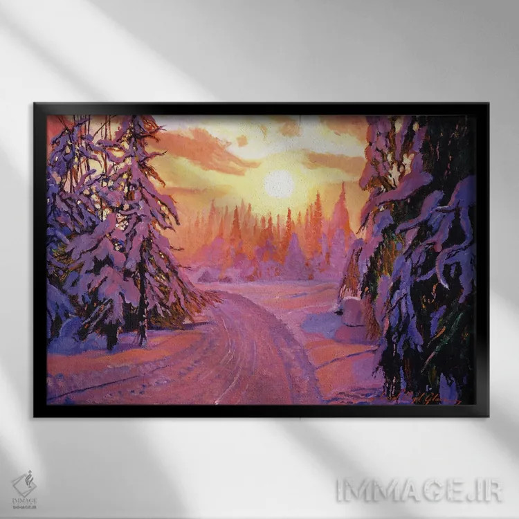 تابلو طلوع برفی لطیف اثر دیوید لوید گلوور - نمای قابدار مشکی