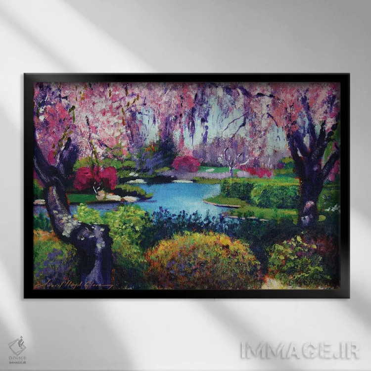 تابلو روز بهاری در پارک اثر دیوید لوید گلوور - نمای قابدار مشکی