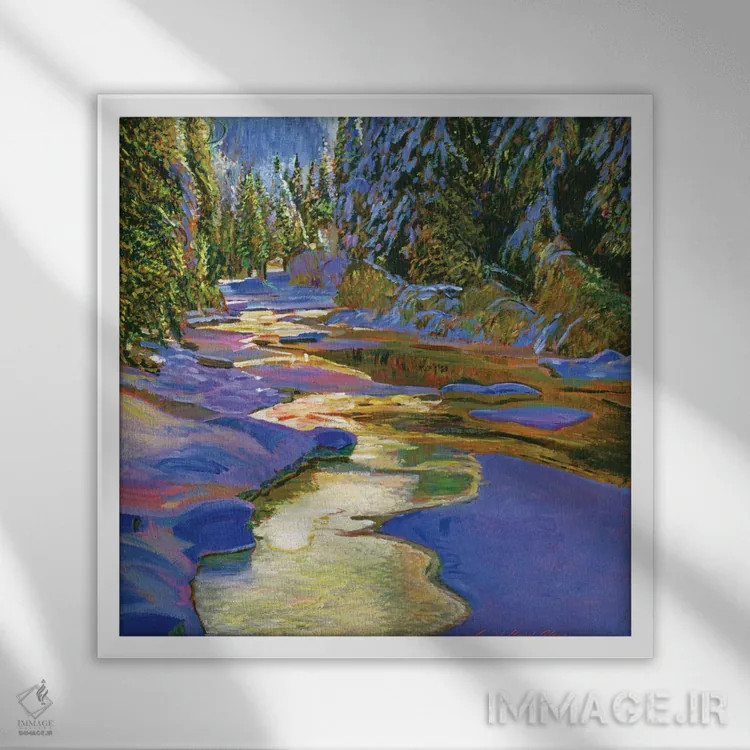 تابلو آبشدن برف بهاری اثر دیوید لوید گلوور - نمای قابدار سفید