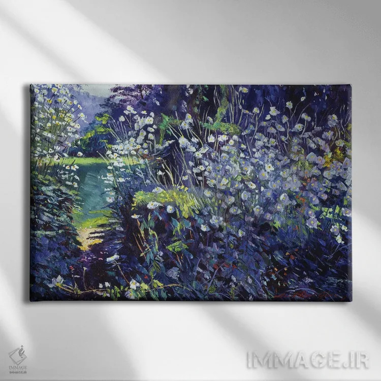 تابلو گلهای سفید درهمتنیده اثر دیوید لوید گلوور - نمای روبهرو روی دیوار