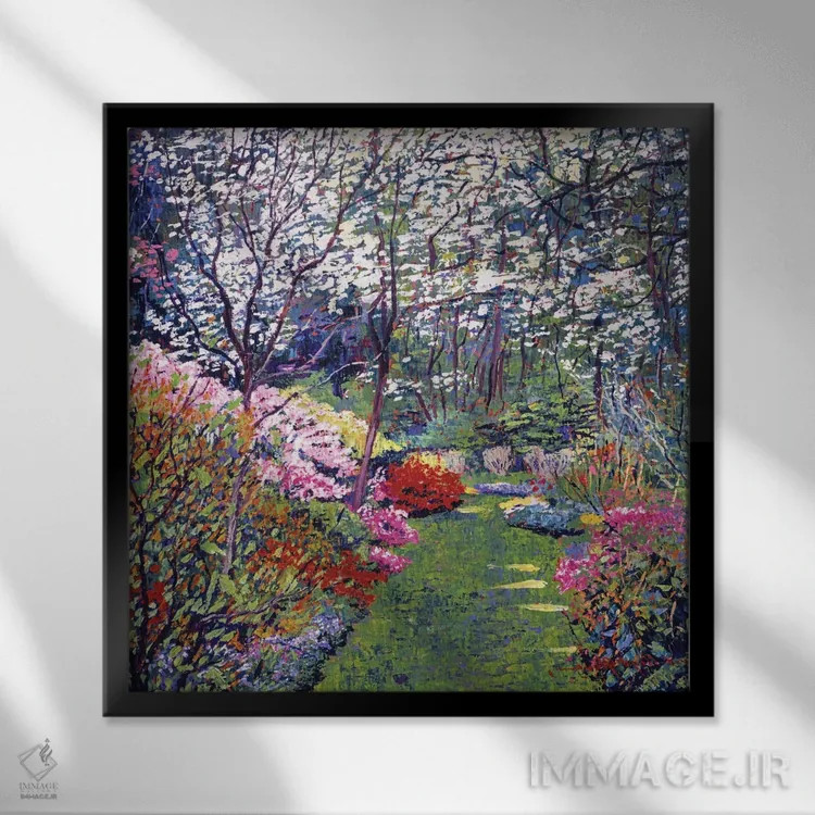 تابلو برداشتهای بهاری از پارک اثر دیوید لوید گلوور - نمای قابدار مشکی