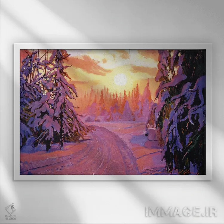 تابلو طلوع برفی لطیف اثر دیوید لوید گلوور - نمای قابدار سفید