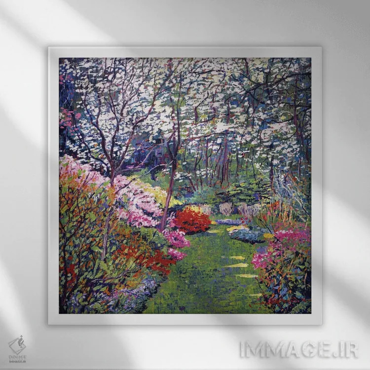 تابلو برداشتهای بهاری از پارک اثر دیوید لوید گلوور - نمای قابدار سفید