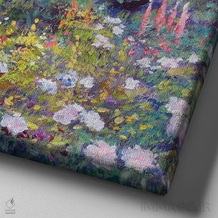 تابلو باغ کلبهٔ کاتسوُلد (انگلستان) اثر دیوید لوید گلوور - نمای نزدیک بافت بوم