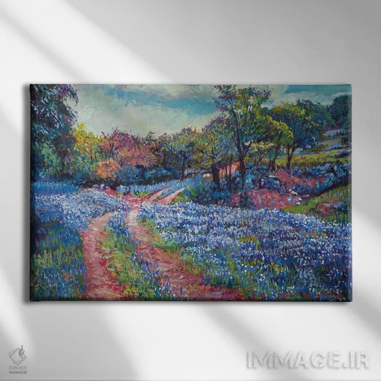 تابلو بلو بانتهای تگزاس (گل ملی تگزاس) اثر دیوید لوید گلوور - نمای روبهرو روی دیوار