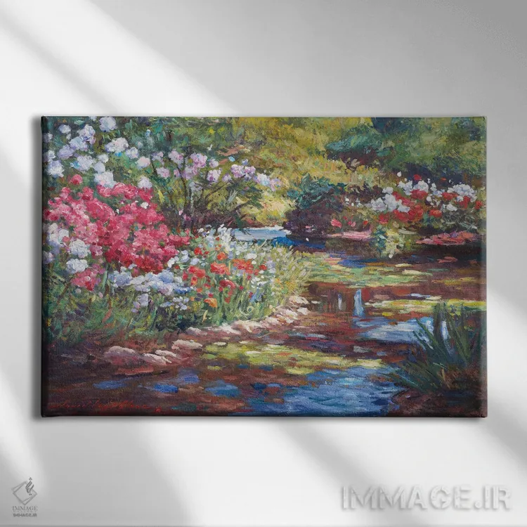 تابلو باغ بهاری در اولد لایم (نقاشی فضای باز) اثر دیوید لوید گلوور - نمای روبهرو روی دیوار