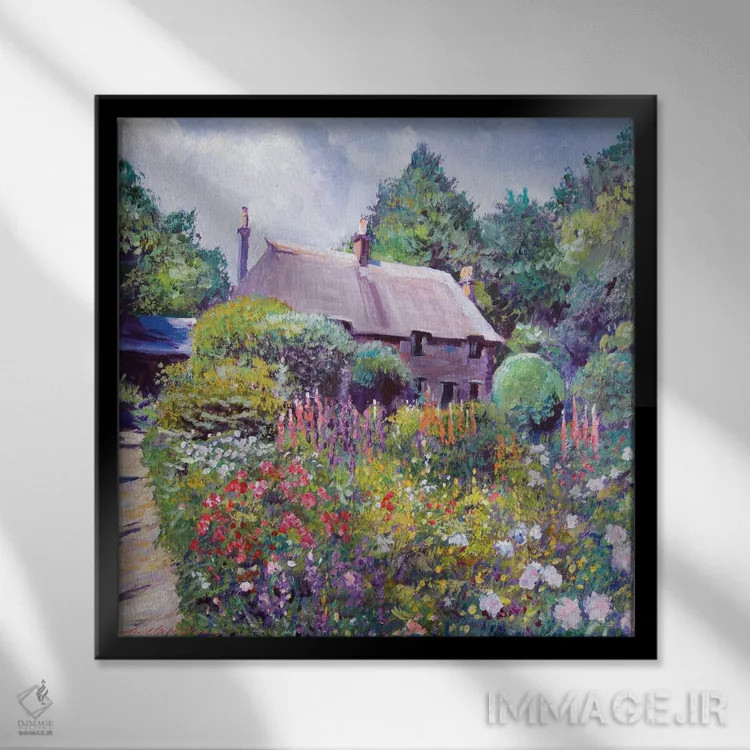 تابلو باغ کلبهٔ کاتسوُلد (انگلستان) اثر دیوید لوید گلوور - نمای قابدار مشکی