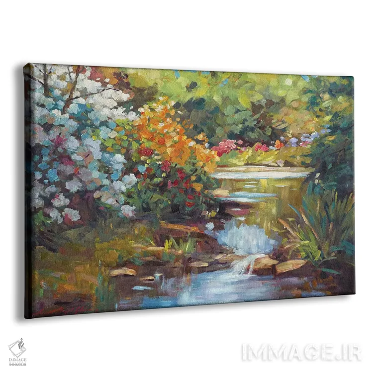 تابلو برکه باغ بهاری اثر دیوید لوید گلوور - نمای پرسپکتیو محصول