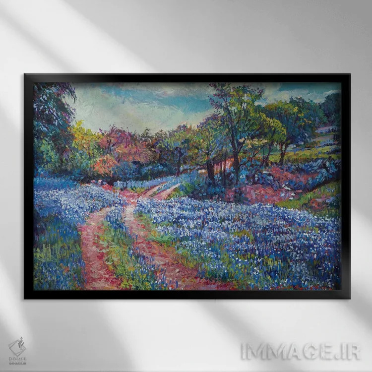 تابلو بلو بانتهای تگزاس (گل ملی تگزاس) اثر دیوید لوید گلوور - نمای قابدار مشکی