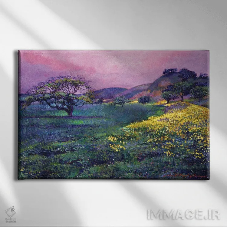 تابلو مزارع گل وحشی اثر دیوید لوید گلوور - نمای روبهرو روی دیوار