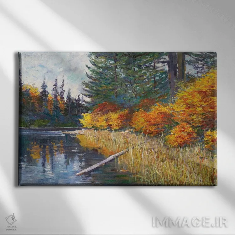 تابلو لبهٔ دریاچه اثر دیوید لوید گلوور - نمای روبهرو روی دیوار