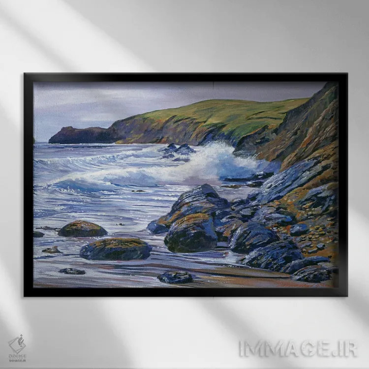 تابلو اقیانوس آرام درخشان اثر دیوید لوید گلوور - نمای قابدار مشکی