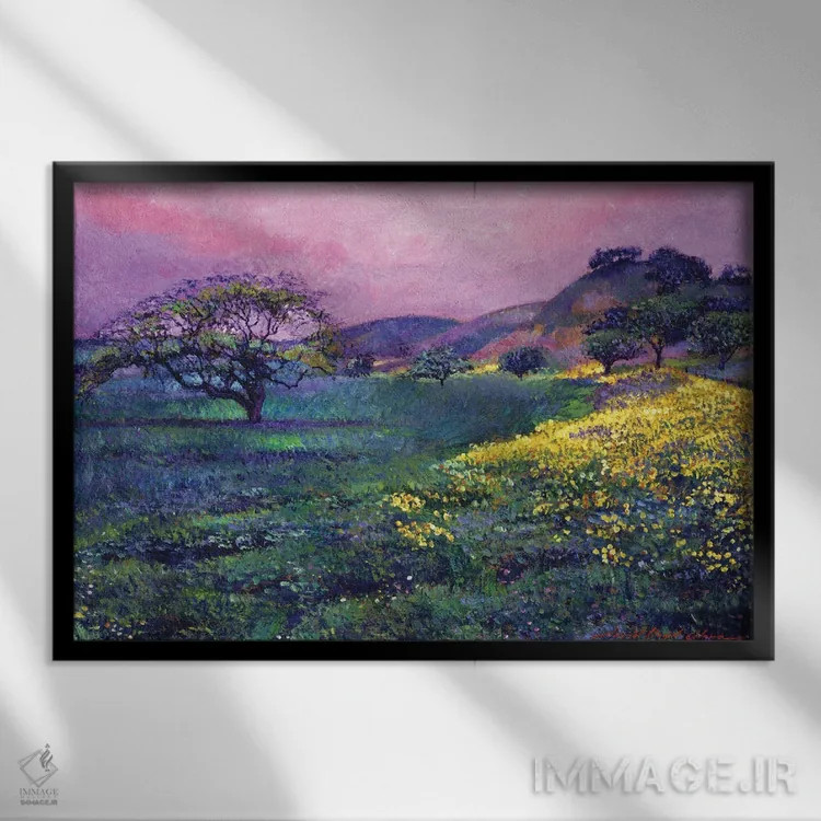تابلو مزارع گل وحشی اثر دیوید لوید گلوور - نمای قابدار مشکی