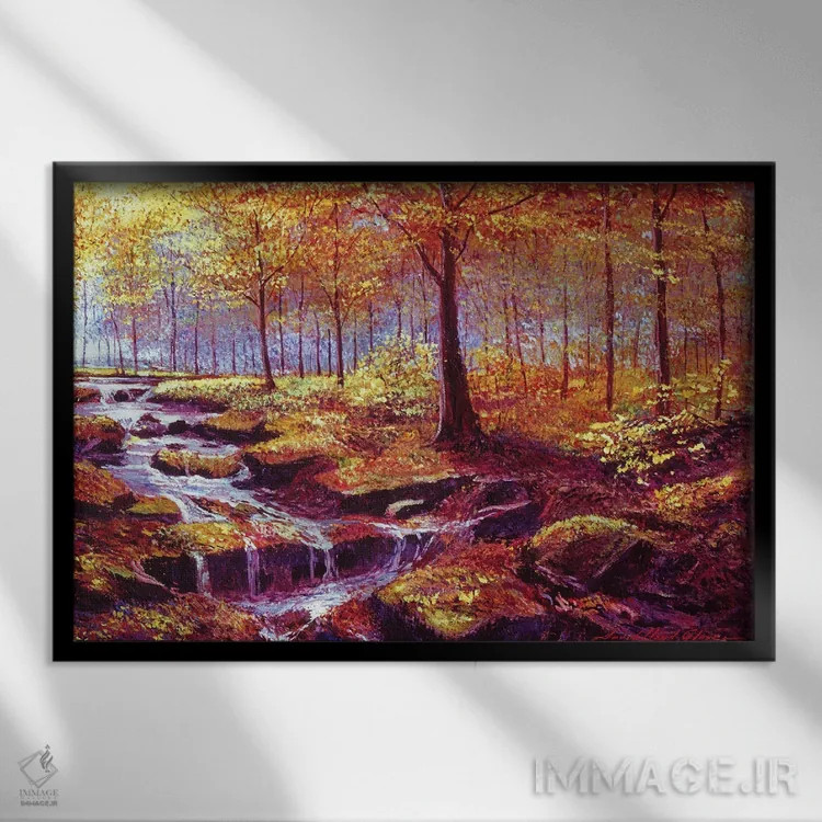 تابلو پاییز در پارک گلدسترِیم اثر دیوید لوید گلوور - نمای قابدار مشکی