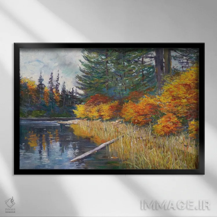 تابلو لبهٔ دریاچه اثر دیوید لوید گلوور - نمای قابدار مشکی