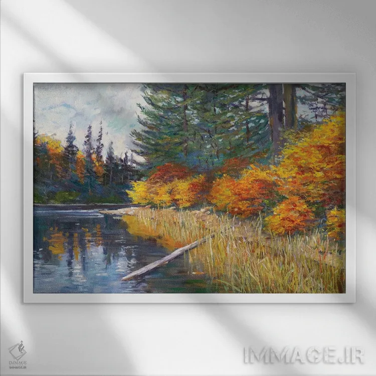 تابلو لبهٔ دریاچه اثر دیوید لوید گلوور - نمای قابدار سفید