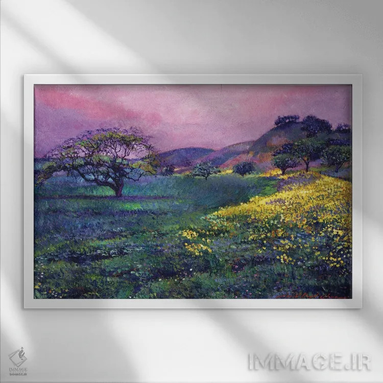 تابلو مزارع گل وحشی اثر دیوید لوید گلوور - نمای قابدار سفید