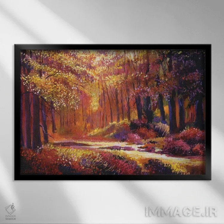 تابلو جنگل رنگارنگ اثر دیوید لوید گلوور - نمای قابدار مشکی